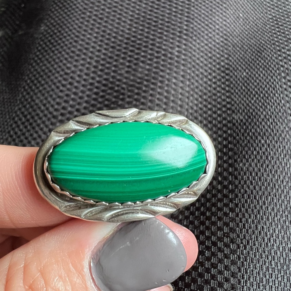 Sterling Silver ring green stone